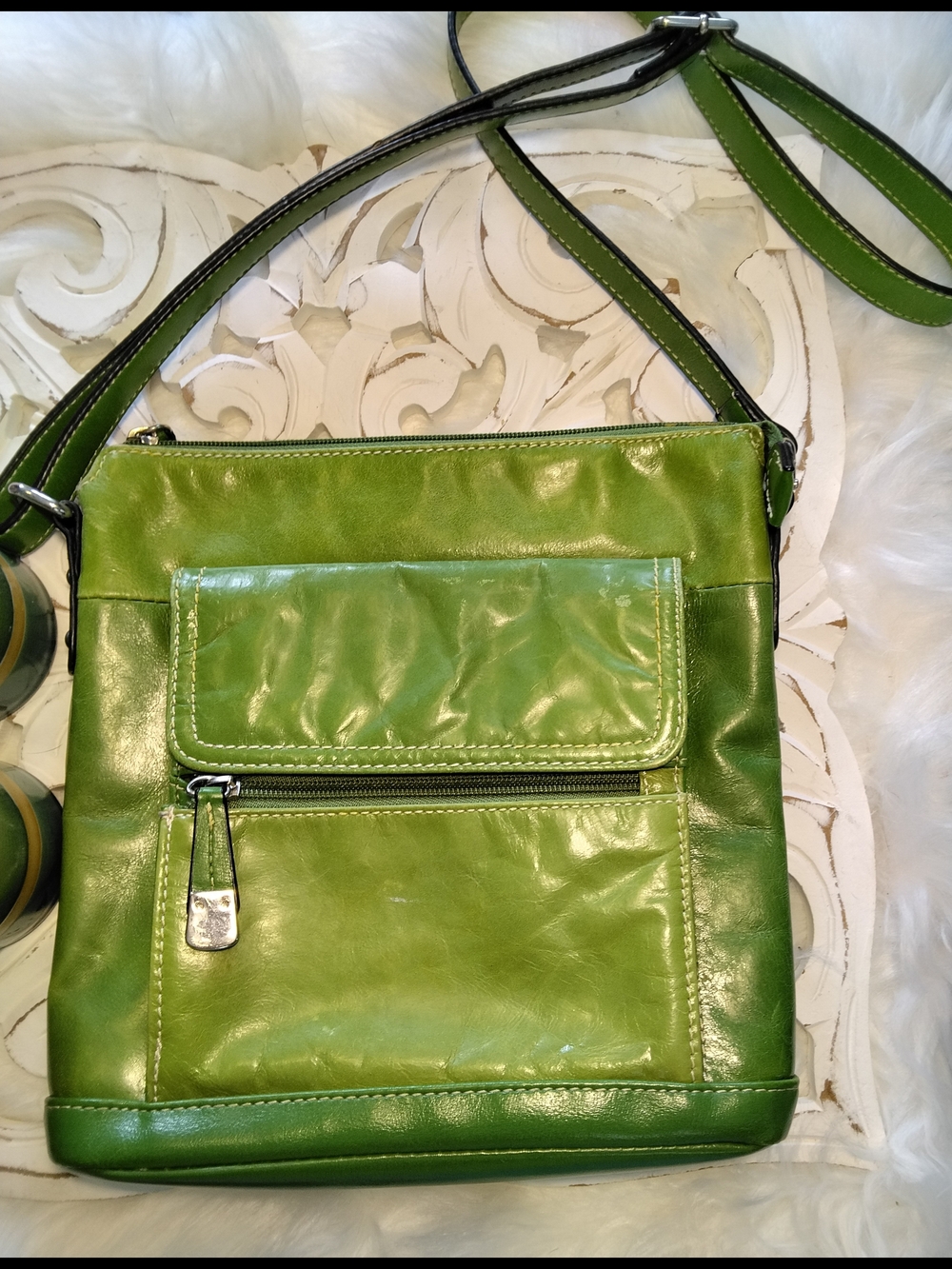 Giani Bernini Bright Green Leather Crossbody Bag